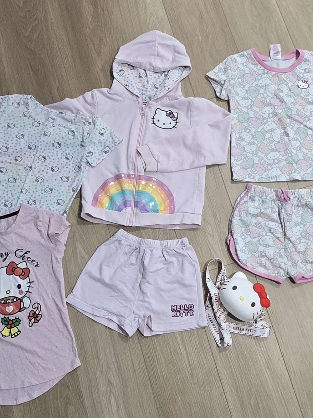 Hello Kitty Pastel Pink Rainbow Hoodie & Pajama Set